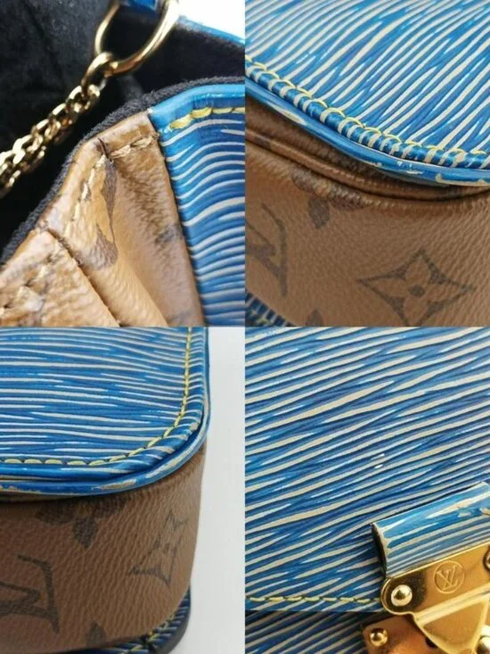 Louis Vuitton Pochette Metis MM Monogram Brown Denim Blue Reverse Epi Handbag - Picture 9 of 10